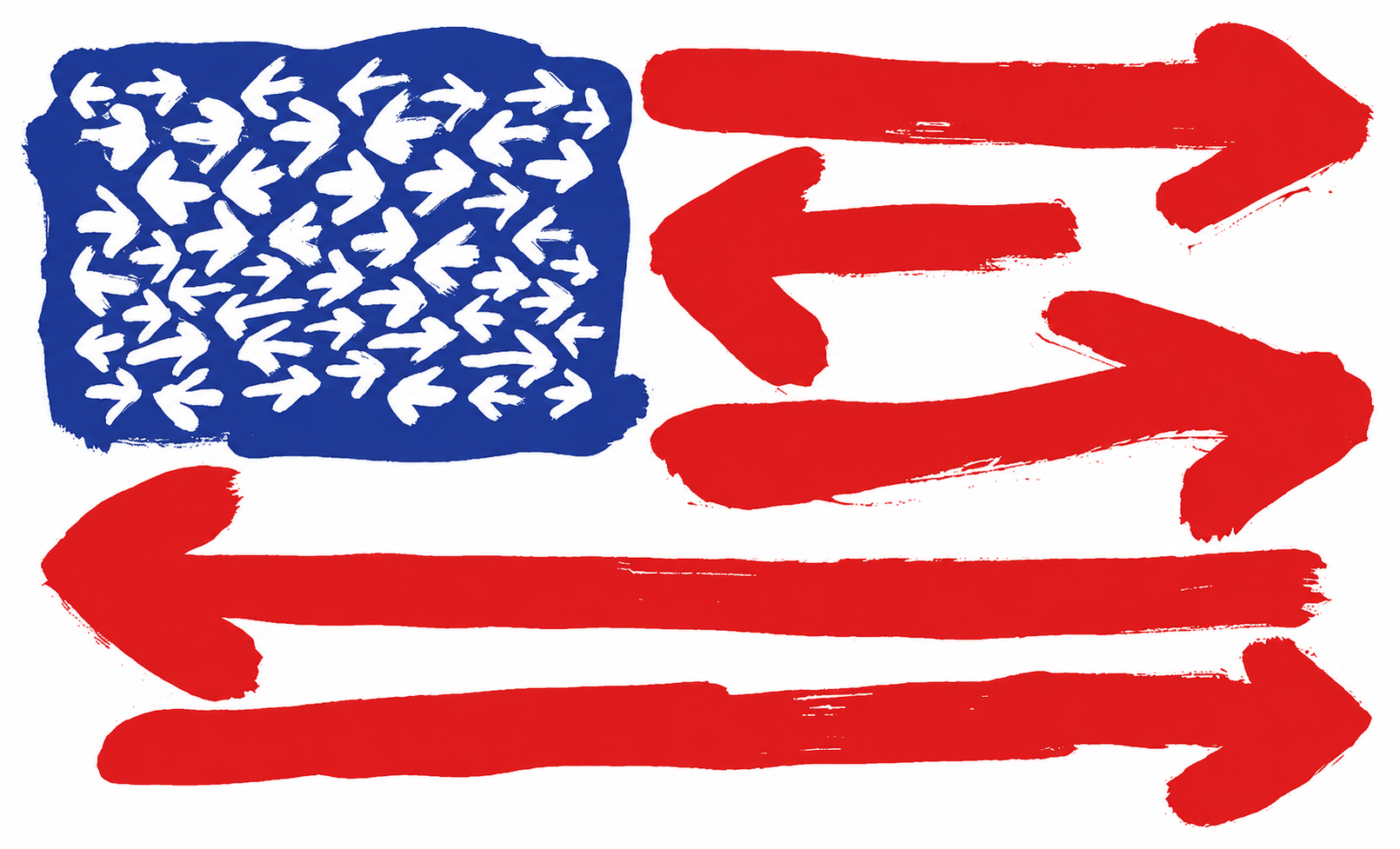 American flag rendered in arrow brushstrokes